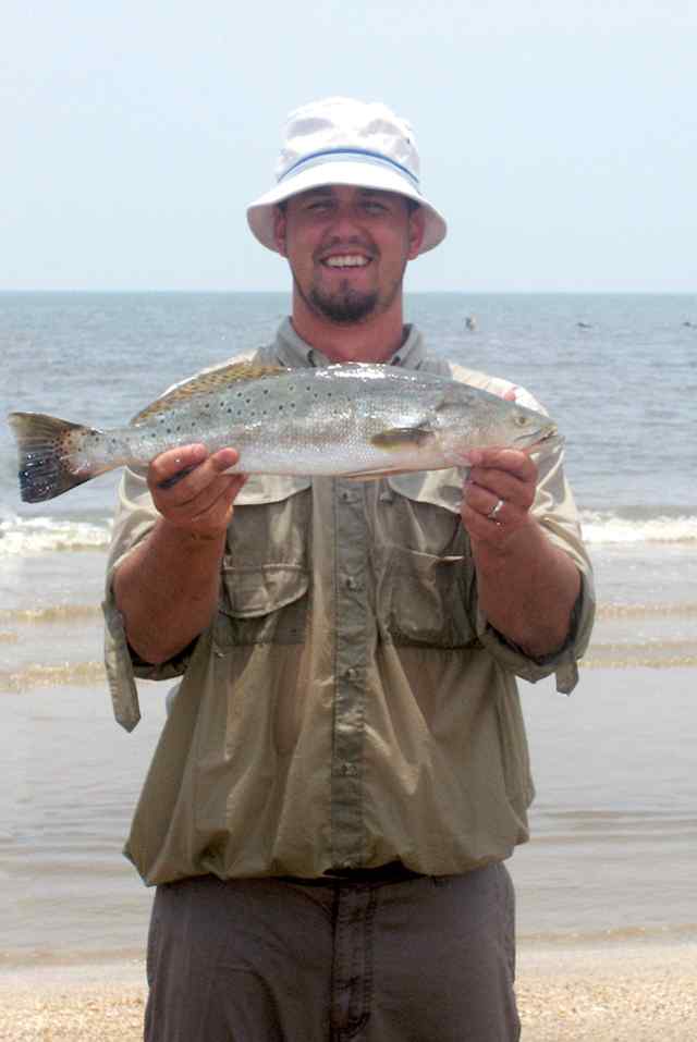 Allen Robertson Rollover Pass in Port Bolivar24.5&quot; trout, caught on a silver spoon