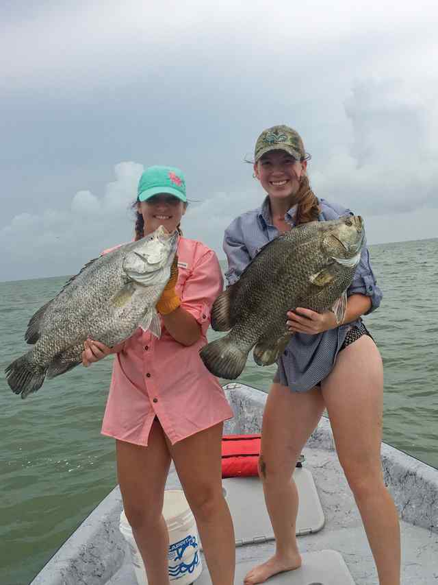 Amber Arredondo & Brie Matagorda - first tripletails! Caught on live shrimp.