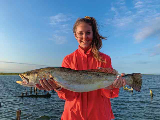 Lauren Anderson Rockport - 29.75" 9 lb first trout! Caught on live shrimp