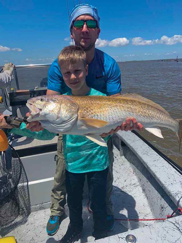 Jackson, with Uncle Curtis Sabine - 32" redfish