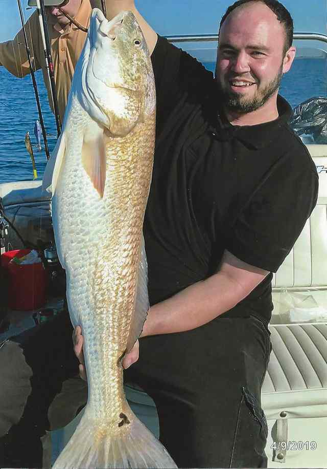 James Lightsey 1.5 miles offshore Mitchell's Cut - 39" bull red CPR, caught on menhaden