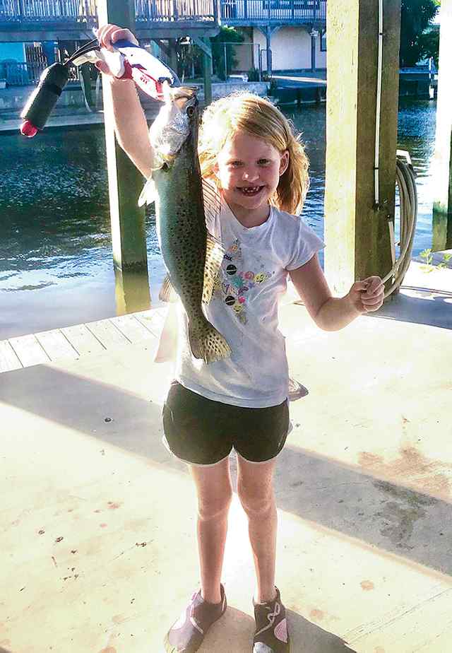Charleigh Nix Laguna Madre - 16" trout, caught her own bait, a perch