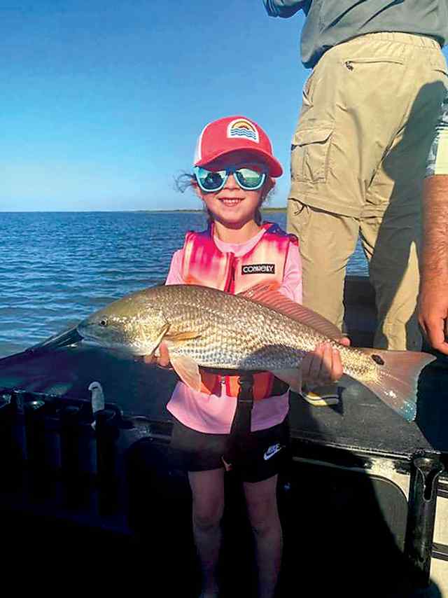 Charlotte Teague Aransas Bay - first redfish on first fishing trip!