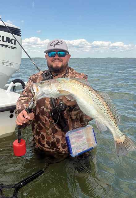 Noel Cruz Lower Laguna Madre - 28" trout, caught on a big poppa pearl down south lures