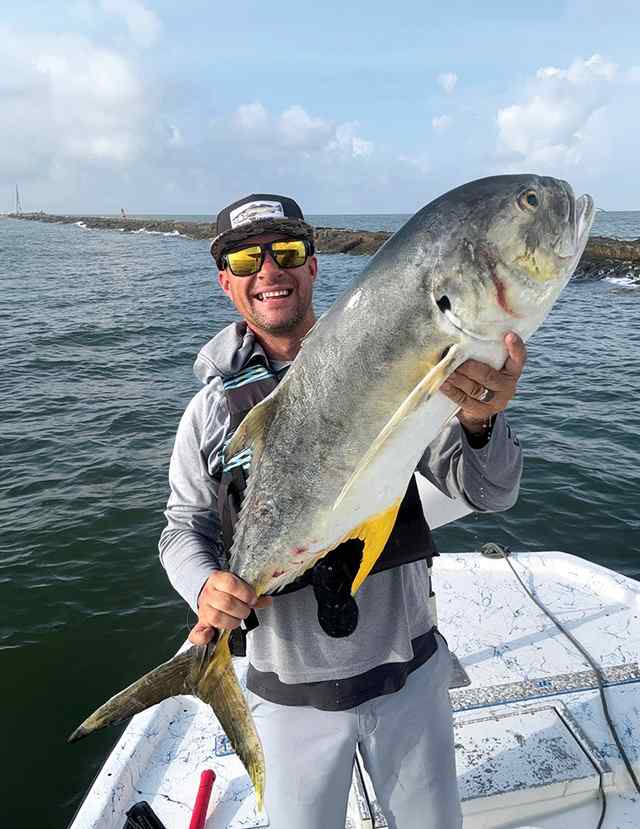 Ross Halter Sabine Pass jetties, Port Arthur - 45" jack crevalle, caught on live shrimp