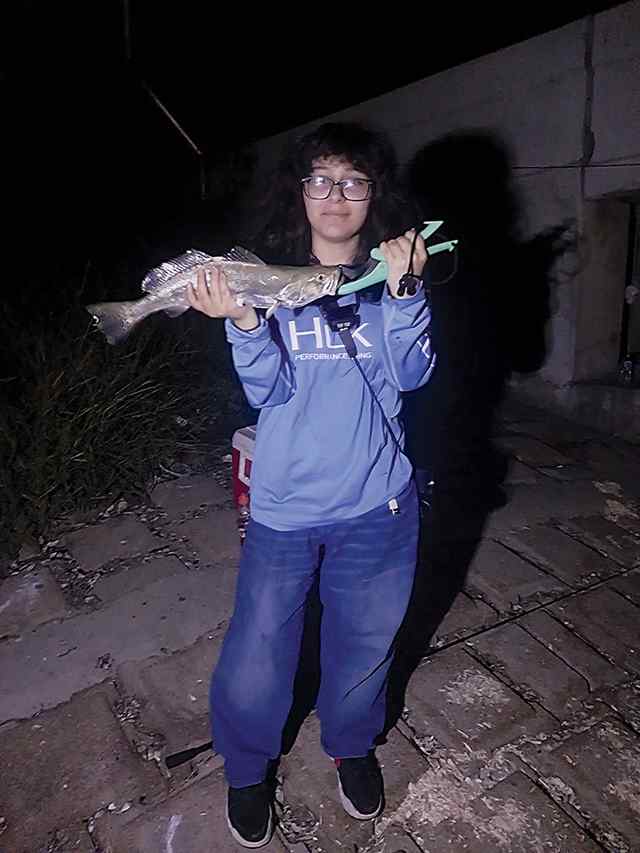 Marley Zamora Brownsville boat ramp - 18" personal best trout!