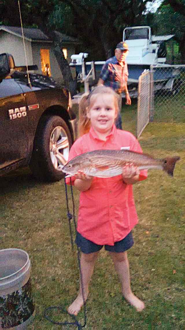Kaylie Friesenhahn Off the pier at Rockport Raquet &amp; Yacht Clubredfish