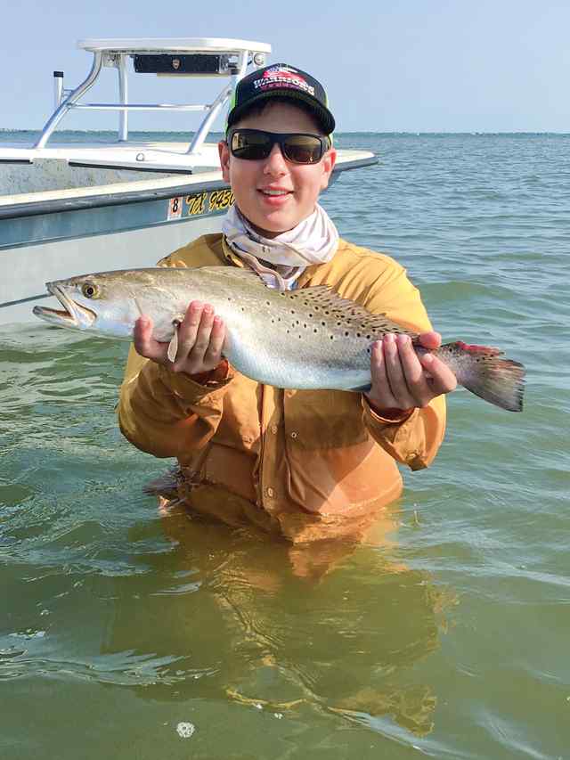 Blake Saenger Port O'Connor - 25" personal best trout! First cast of the day.