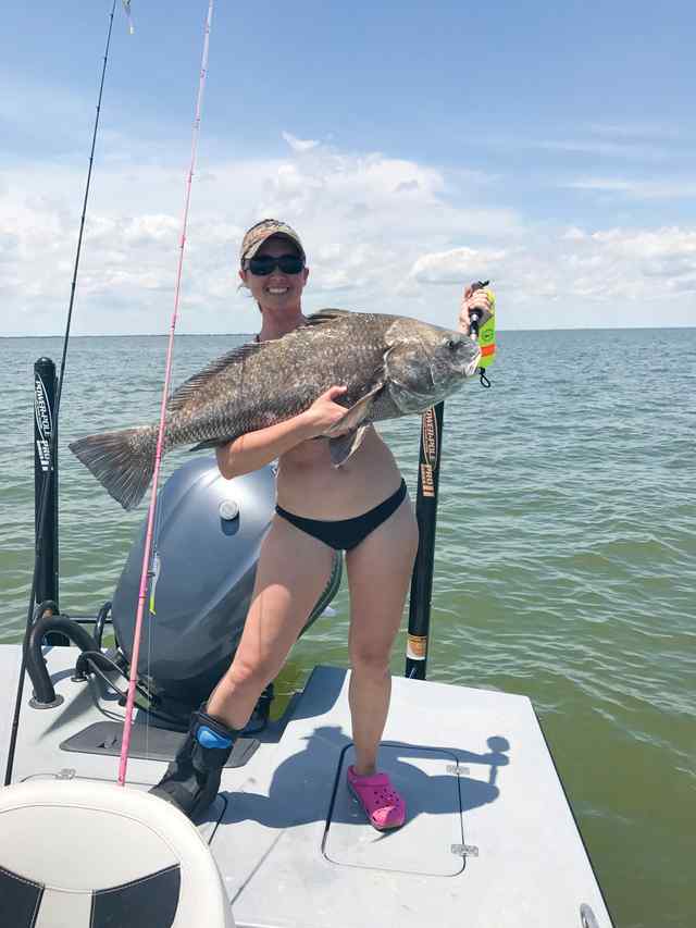 Ashlyn Shepherd Galveston Bay - black drum, caught on artificial, CPR