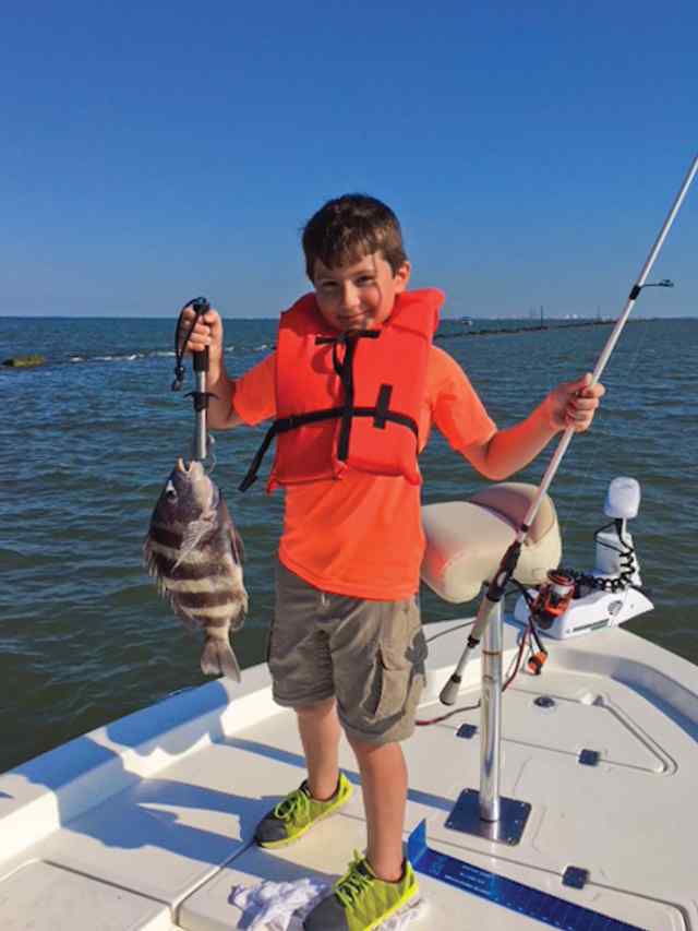 Corey Pinckney Jr. Sabine jetties - sheepshead, caught on live shrimp