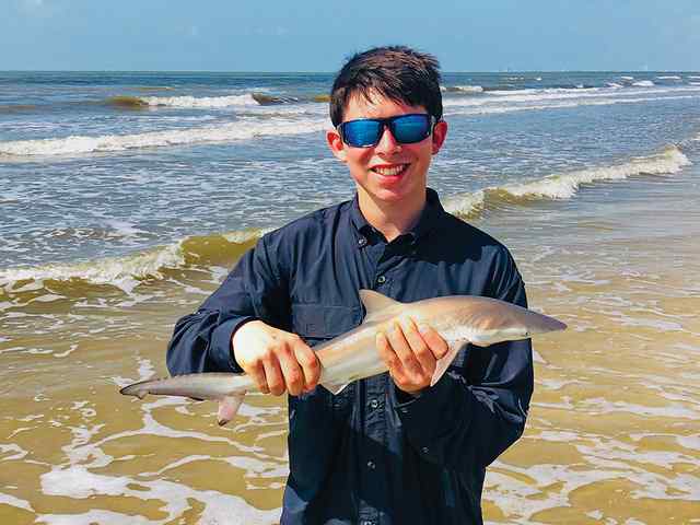 Cayden Vallejos Crystal Beach - shark, caught in the surf