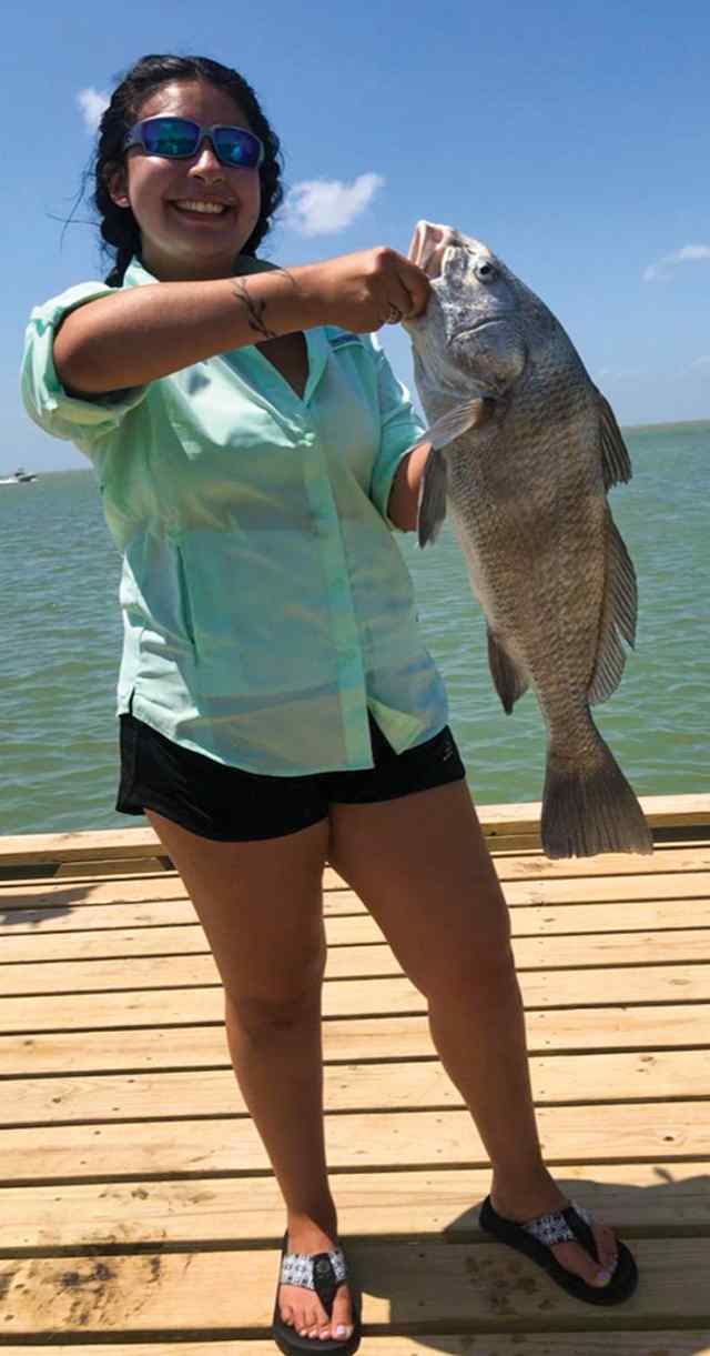 Valerie Medina Copano Bay - black drum, caught on dead shrimp