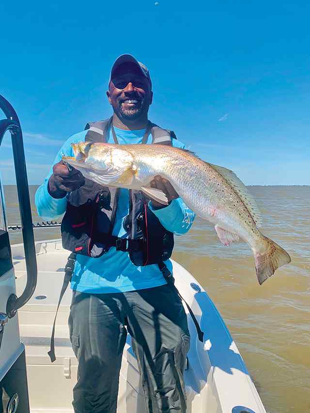 Dedrick Debose East Matagorda - 30" 8 lb trout, caught on live shrimp