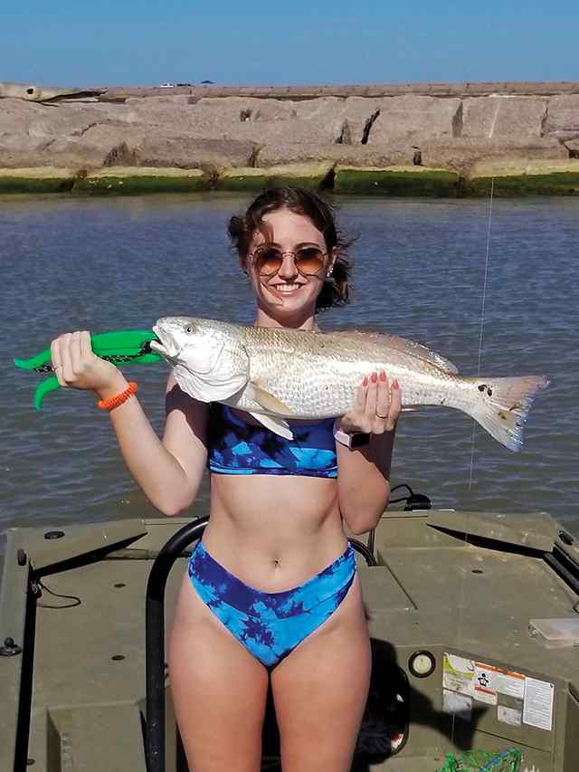 Shelby Dupont Matagorda jetty - personal best red! Caught on a croaker