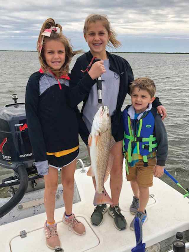 Maddie, Bella, & Luke Mikus Dewberry Island - 26" redfish