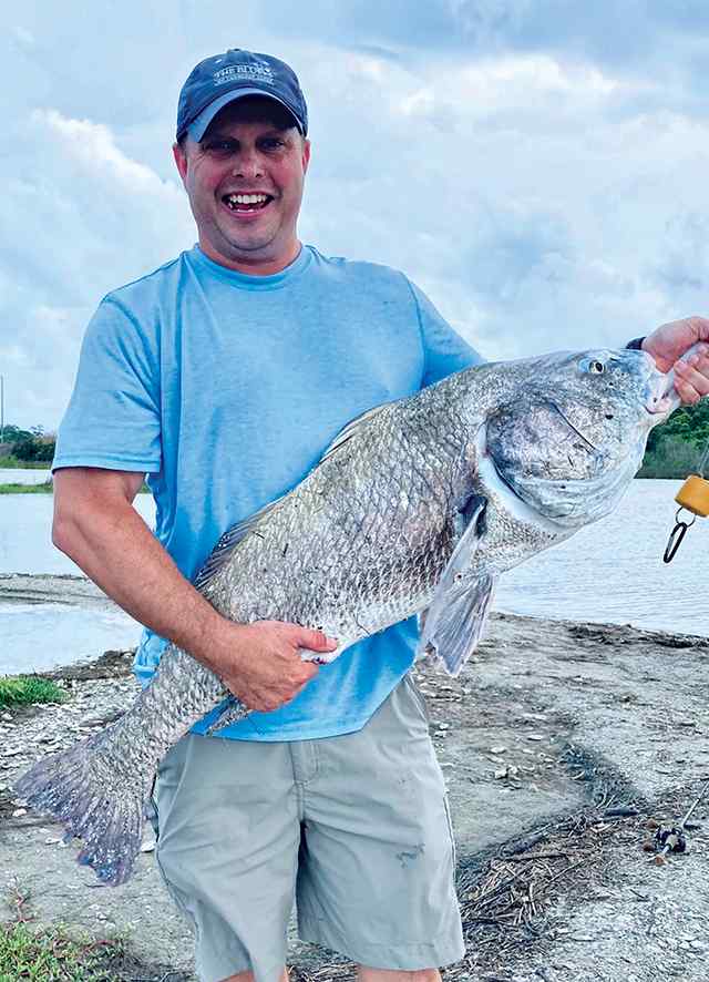 Jake Miller Copano Bay - 42" ~40 lb black drum, caught on Gulp shrimp and bass assassin 1/8 jig head with 12lb mono on a junkie rod and fishing 13 concept A