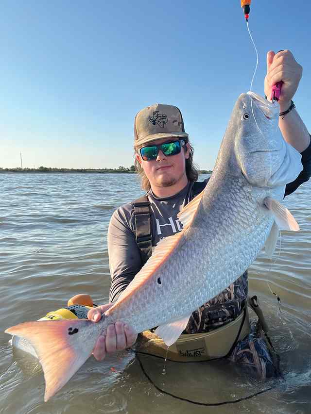 Caden Deakle East Bay - 38" bull red, caught wading off a reef