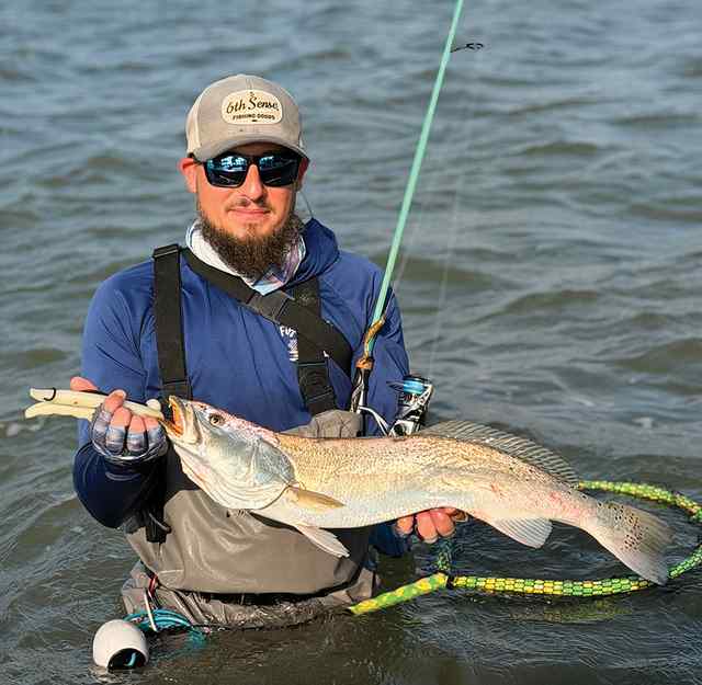Ryan Hyland Upper Laguna Madre - 28.5" trout, caught on Texas made lures 3" gold paddle tail