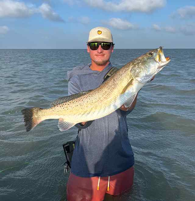 Evan Pate Lower Laguna Madre - 29 1/8" 8 lb trout, caught on a Down South Big Smooth in Sancho by Coastal Marsh Lures