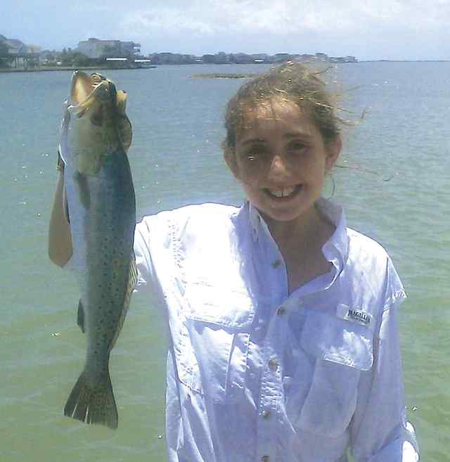 Taylor Moreno Tiki Island20&quot; first trout!