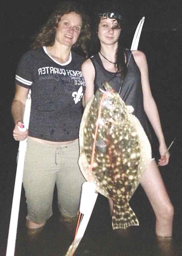 Annie Quysner & Lily Miskimen Corpus Christi23&quot; first gigged flounder!