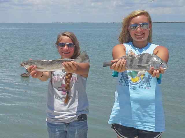 Cheynne Migl & Natalyn Wheeler first bay trip! first keepers!