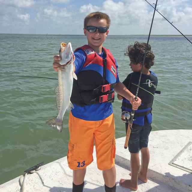 Fischer Reed Aransas Bayfirst keeper speckled trout! (caught on lure)