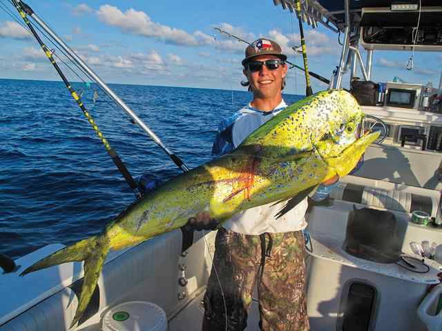 Colton Talbert 85 miles offshore, northeast of colt 45 - dorado, caught trolling pakula lure