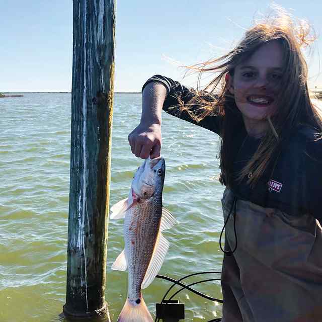 Kennedy Coleman Port O'Connor - first redfish! Caugh on a Gulp! penny shrimp