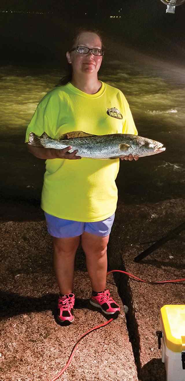 Karen Hariss Texas City Dike - 24.5" trout CPR, caught on live shrimp
