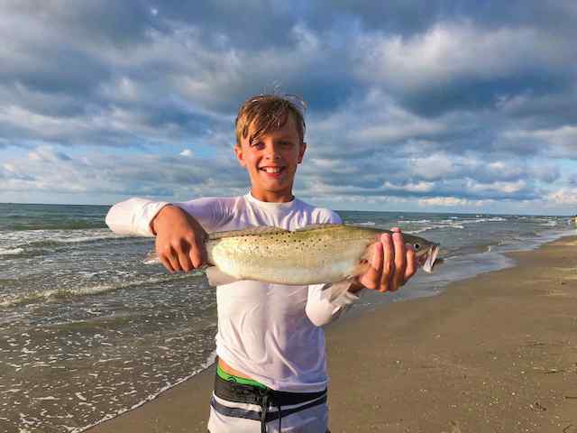 Aland Jackson Port Aransas surf - trout, caught on a Rapala artificial minnow lure