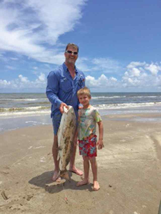 Luke Cody Port Bolivar surf fishing40&quot; first bull red!