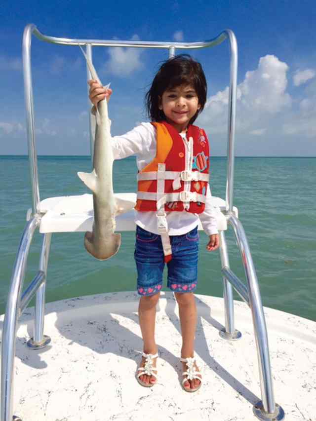 Ella Molina South Padre Island, fishing with Dadfirst shark!