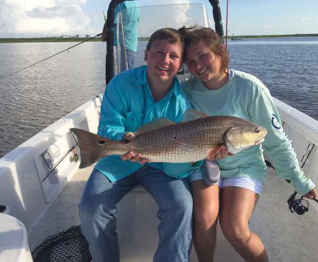 Alyssa Wachsmann with boyfriend Brandon Spear Sabine Lake30.5&quot; redfish