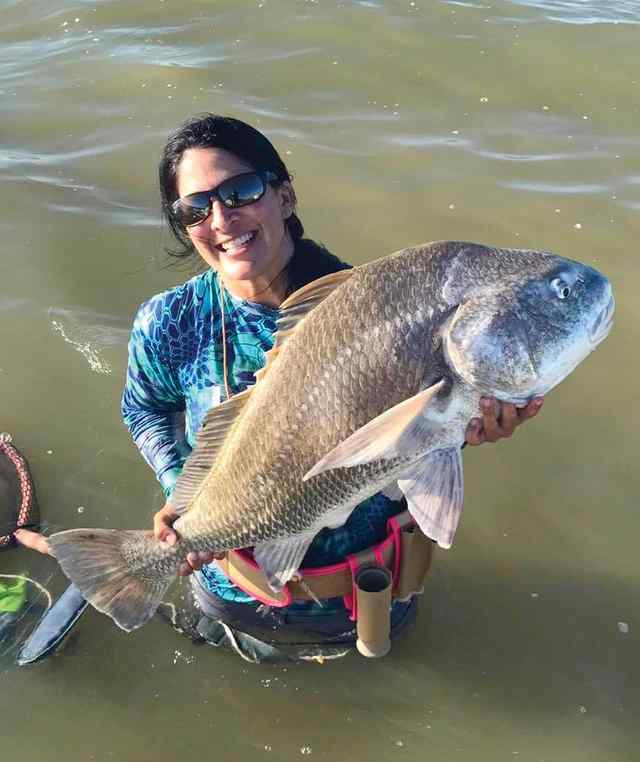 Tammy Atkinson Port O'Connor - 36" black drum, caught while wading