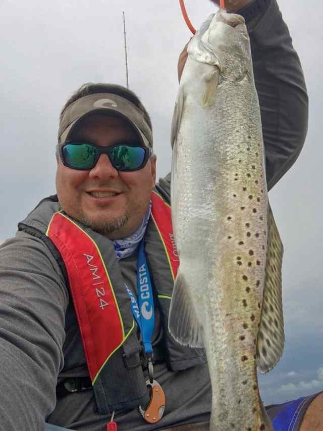 James Norris Sargent, kayak fishing - 22" trout