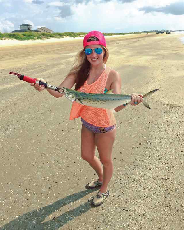 Megan Vrana Crystal Beach, Bolivar - 22" Spanish mackerel, caught in the surf