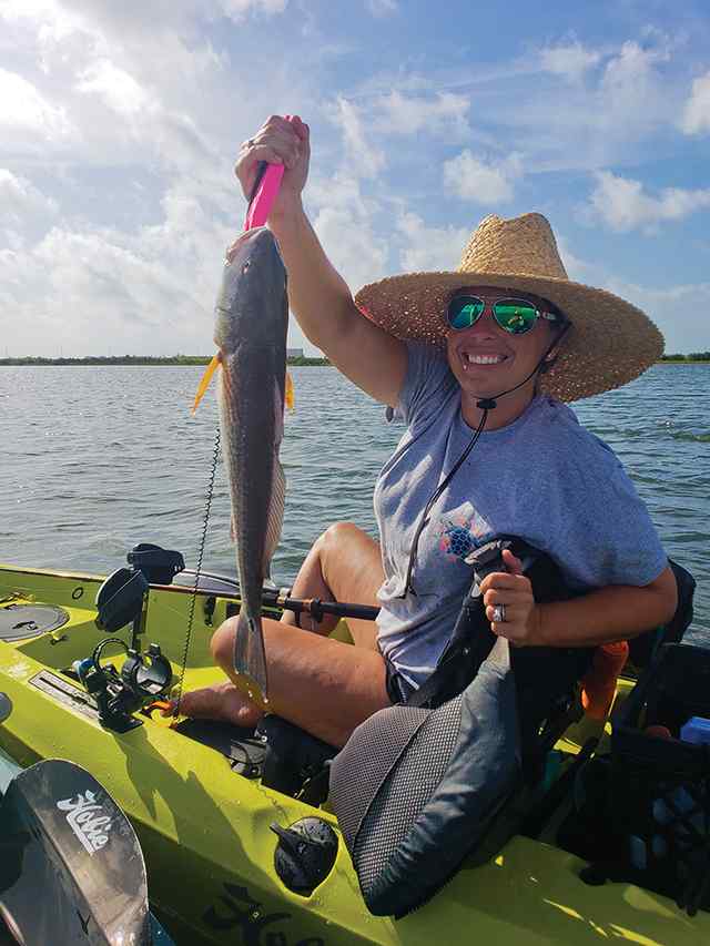 Kindall Freeman Shamrock Island - first redfish in kayak!