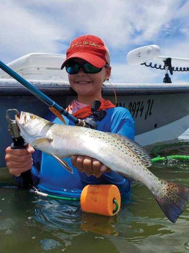 Charlee Turner Port O'Connor - first trout! First wade trip!