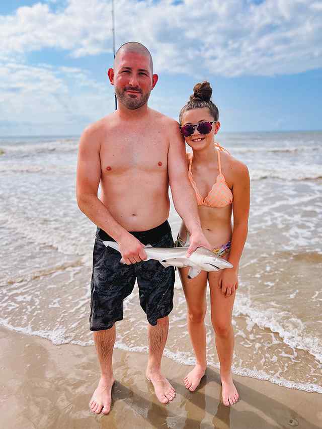 Emma Turner with dad Matagorda Beach - first shark!