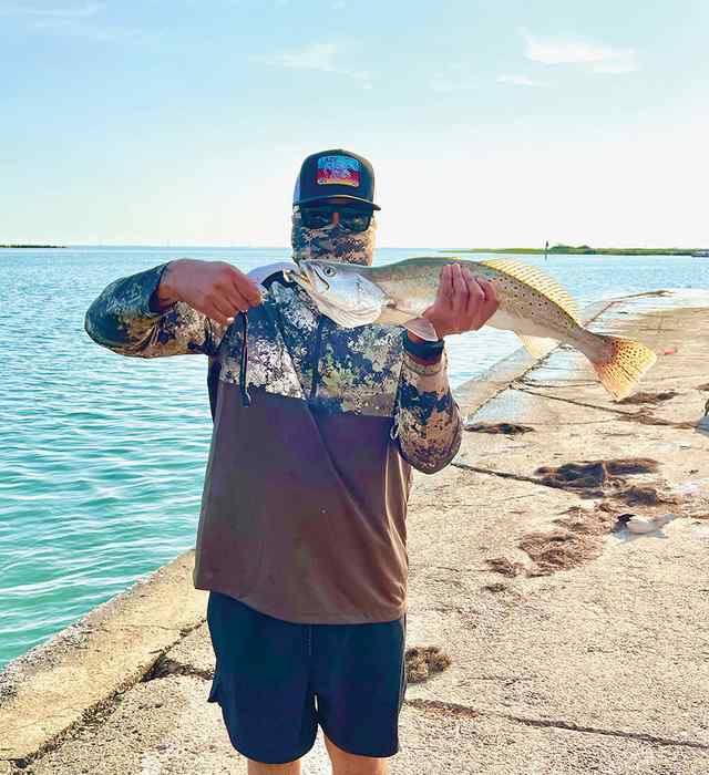 Patrick Garcia Corpus Christi - 24.5" personal best trout! Caught on Unfair Lures Shrimp Soft Plastic