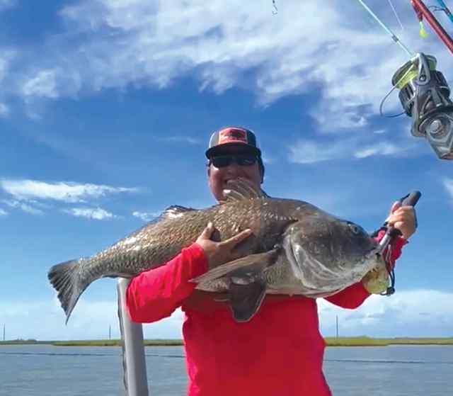 Rich Gonzales Sabine Pass, Port Arthur - 41" black drum, caught on live shrimp