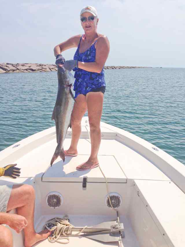 Raunda Janssen ling, an unusual catch at the Port O'Connor jetty