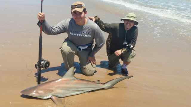 Adrian Spencer & Carlos Juarez South Padre Island - 5' 5" blacktip CPR,  first shark!
