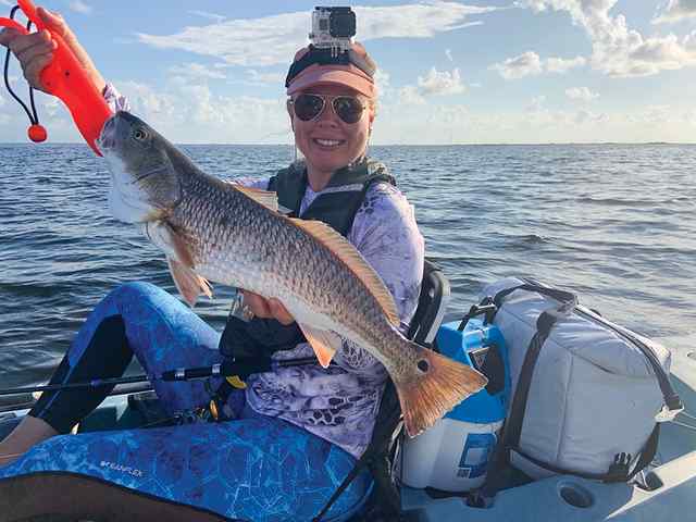 Karen Karner Laguna Madre - 28" first red on a kayak!