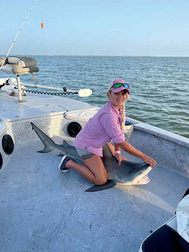 Samantha Harris Matagorda Bay - 65" bull shark CPR, caught on shrimp