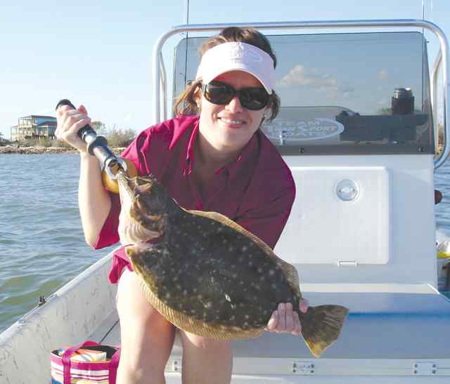 Sarah Reynolds Caranchua Bay22&quot; first flounder!