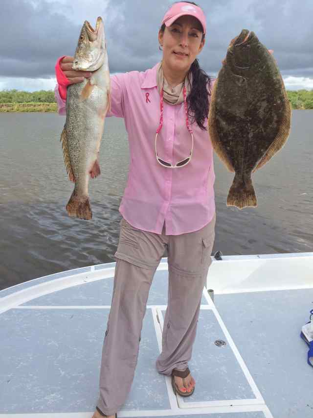 Marisol De La Garza Port Mansfield4 lb trout &amp; 3 lb flounder&quot;Texas… Go Pink!&quot; Breast Cancer Awareness Month