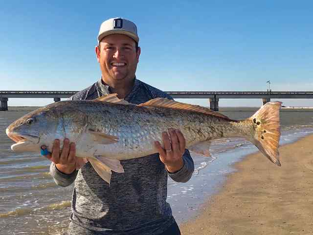 Chip Jelliffe San Luis Pass, Galveston - 42" 25.14 lb bull redfish, hooked from kayak and landed from beach
