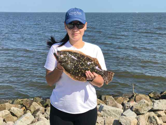 Noralva Martinez Pleasure Island - first flounder!